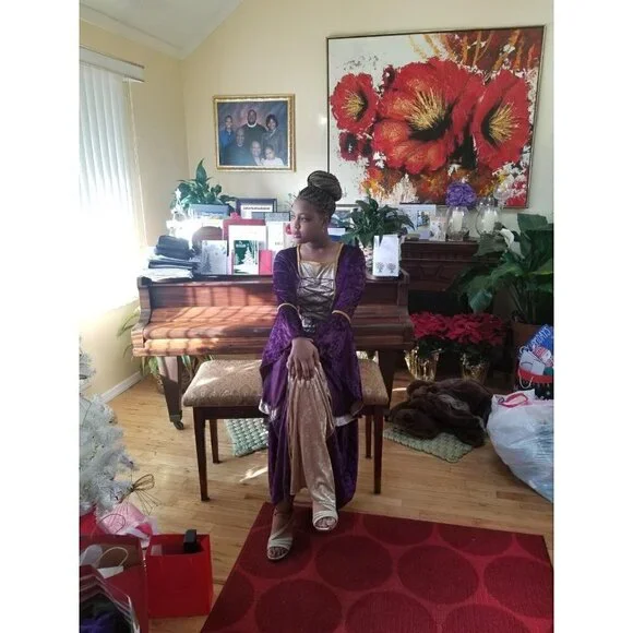 MEDIEVAL Victorian Long Dress Purple Cosplay Irish Costume Halloween Viking NWT - Picture 12 of 13